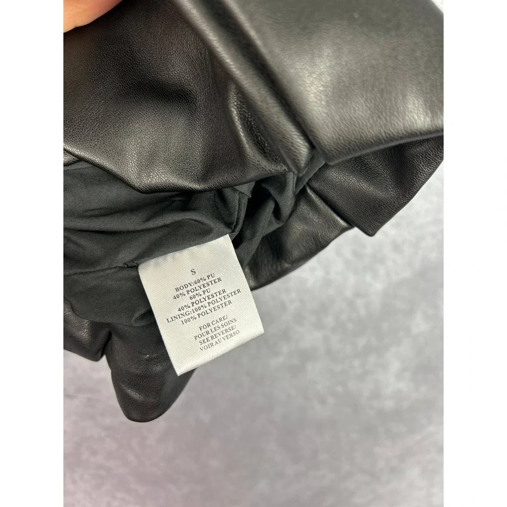 Torn by Ronny Kobo Paloma‎ Skirt Black Faux Leather Bubble Hem
